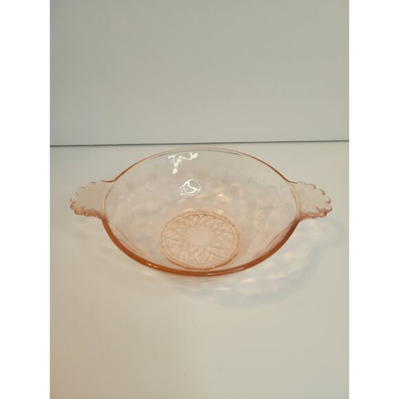 Vintage Pink Depression Glass Thumbprint Bowls Ice Cream Snack Collectible RARE - Picture 3 of 10